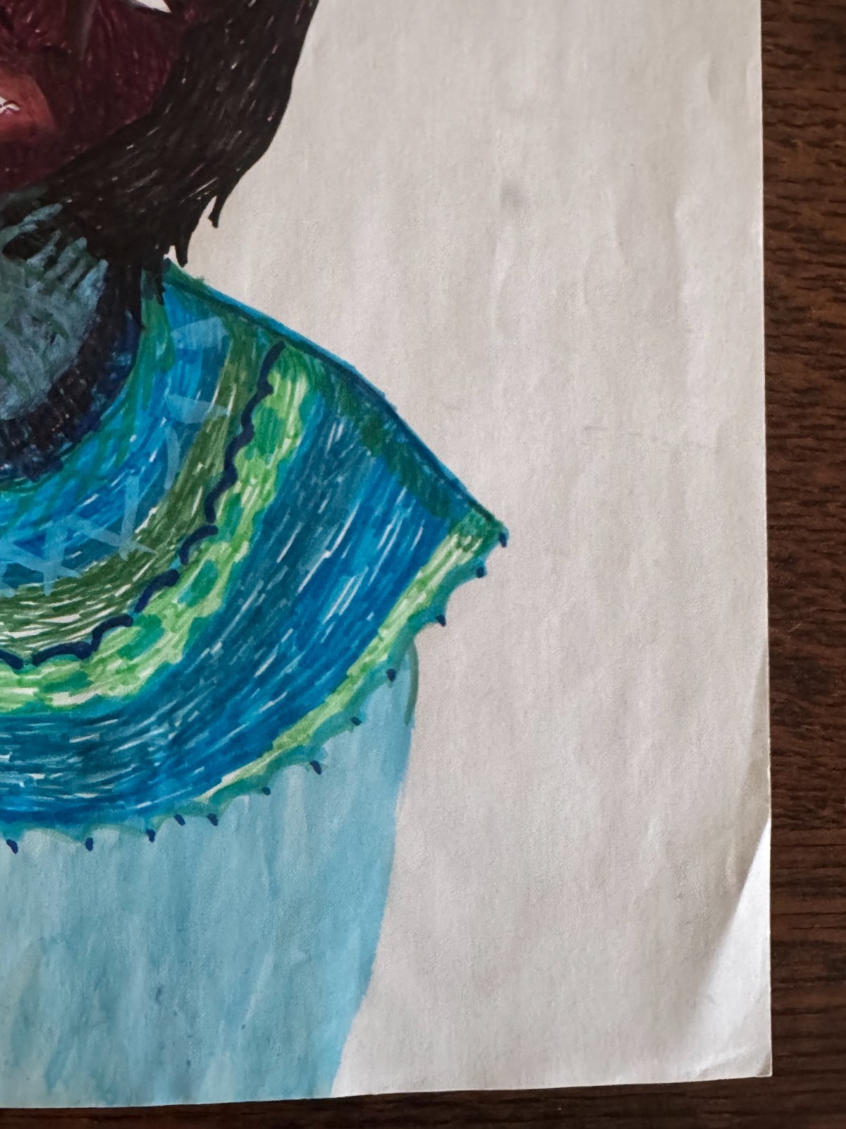 Original Young African-American Woman Pen Marker Portrait Drawing 9"x12"