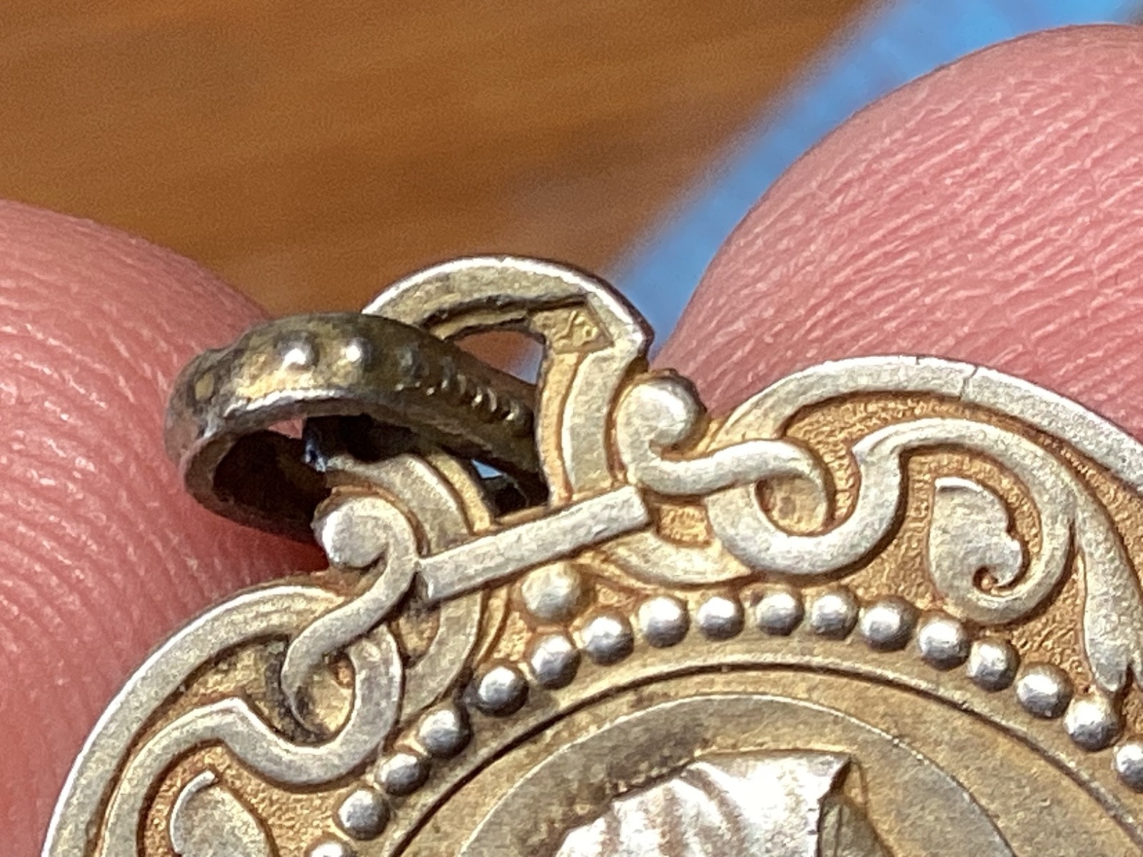 Antique religious medal Penin Poncet c 1910 Blessed Virgin