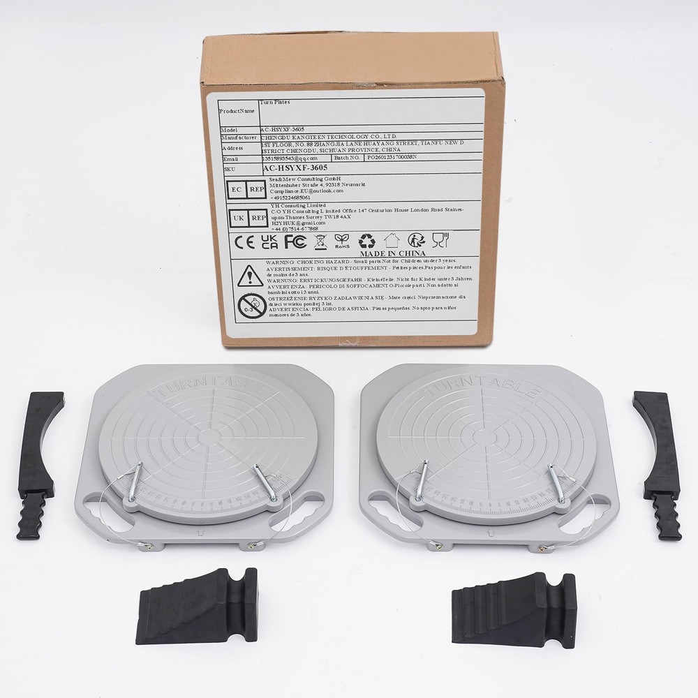 2pcs 3Ton Front End Wheel Alignment Turntable Plate 360° Rotating Plate Table