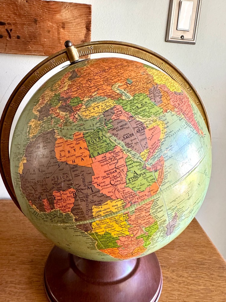 1940's Replogle 12" Reference Globe ~ Vtg World Globe on Stand