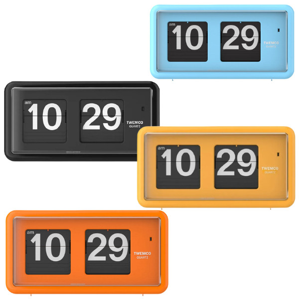 Twemco QT-30 Retro Flip Clock Desk Wall Mount German Quartz Orange Yellow Black