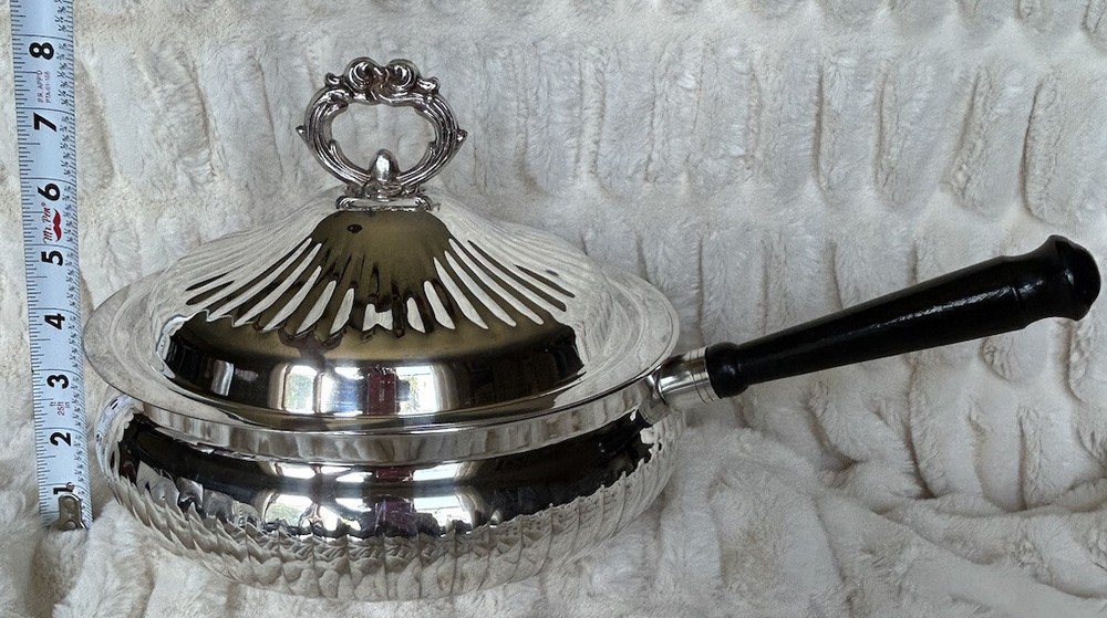 Crosby Handled Silver-plated Casserole Dish With Lid & Pyrex Casserole Dish Vtg