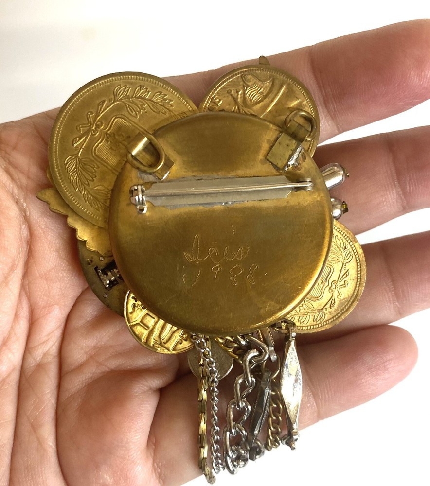 10.30 Vintage brooch, large, designer, multitone, 1988