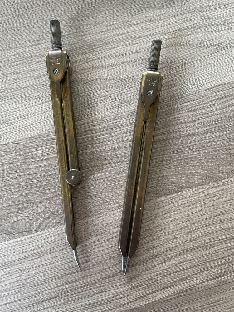 Vintage Lotter & Co. Technical Drawing Compass Instruments With Case