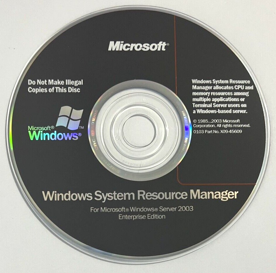 System Resource Manager 2003 CD For Microsoft Windows Server Enterprise Edition