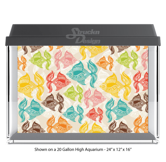 Colorful Fish Pattern MCM Polyester Fish Tank Glass Backdrop Aquarium Background