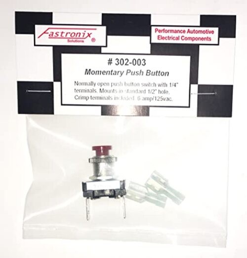 Fastronix AC/DC Momentary Push Button Switch with 14-16 ga. Terminals Red