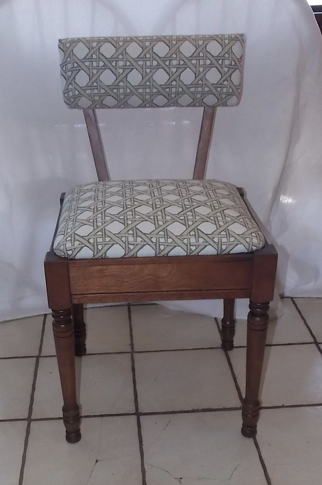Solid Walnut Sewing Chair with Lift Seat / Vanity Bench  (VB-16)