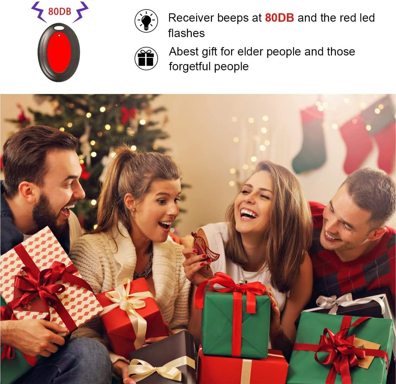 Key Finder, 80Db+ RF Item Locator Tags with 131Ft. Working Range,Wireless Remote