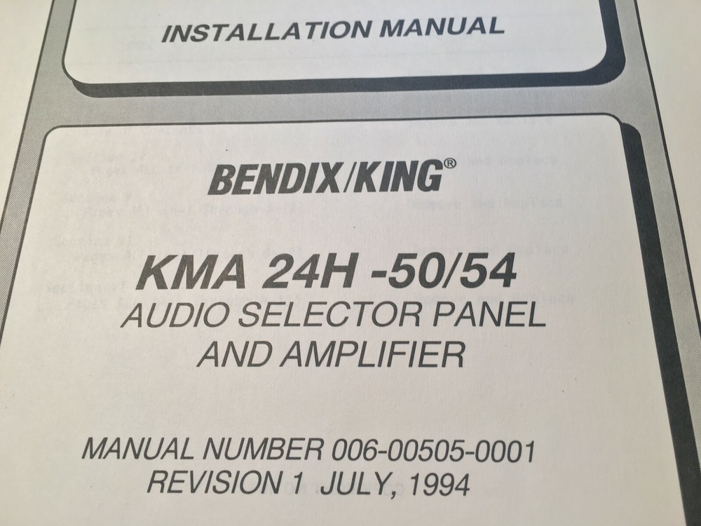 King KMA-24H-50/54 Audio Panel Install Manual