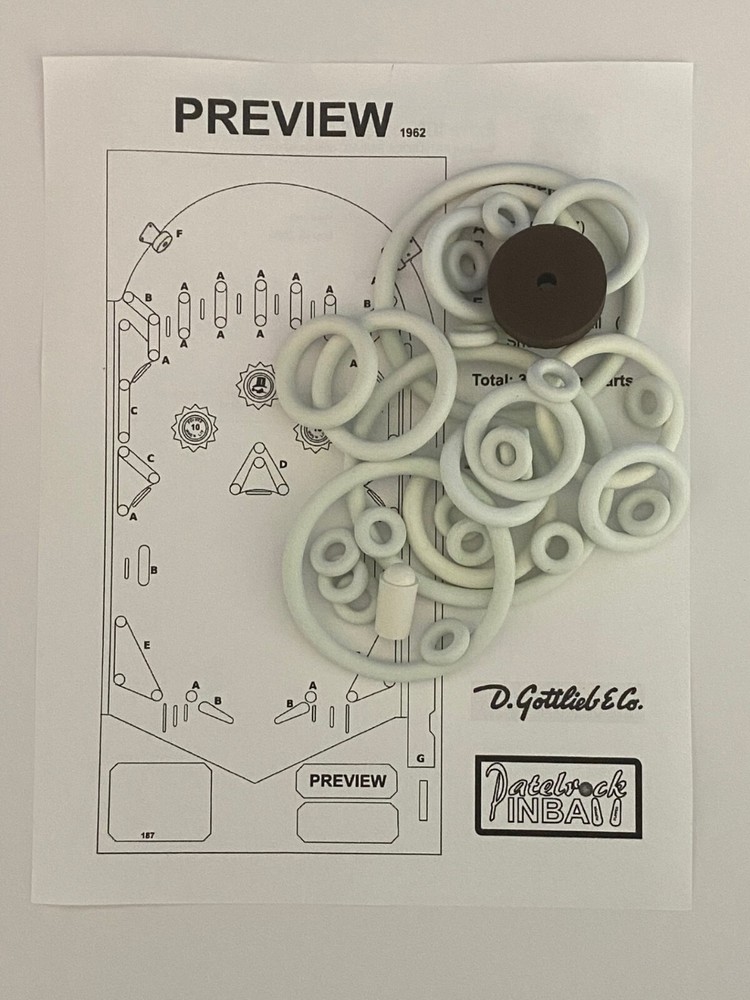 1962 Gottlieb Preview Pinball Machine Rubber Ring Kit