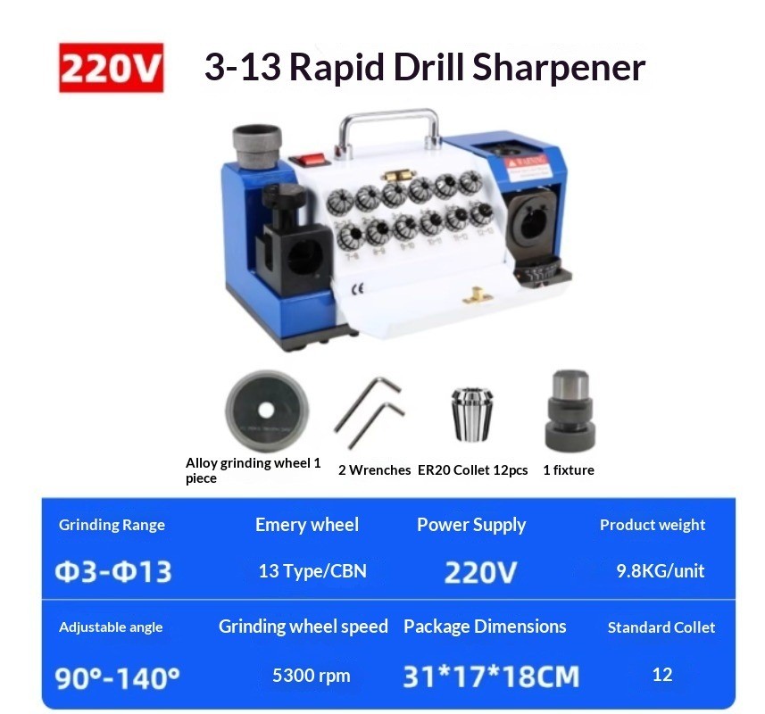 220V Drill Bit Sharpener Machine - Automatic Grinding Tool