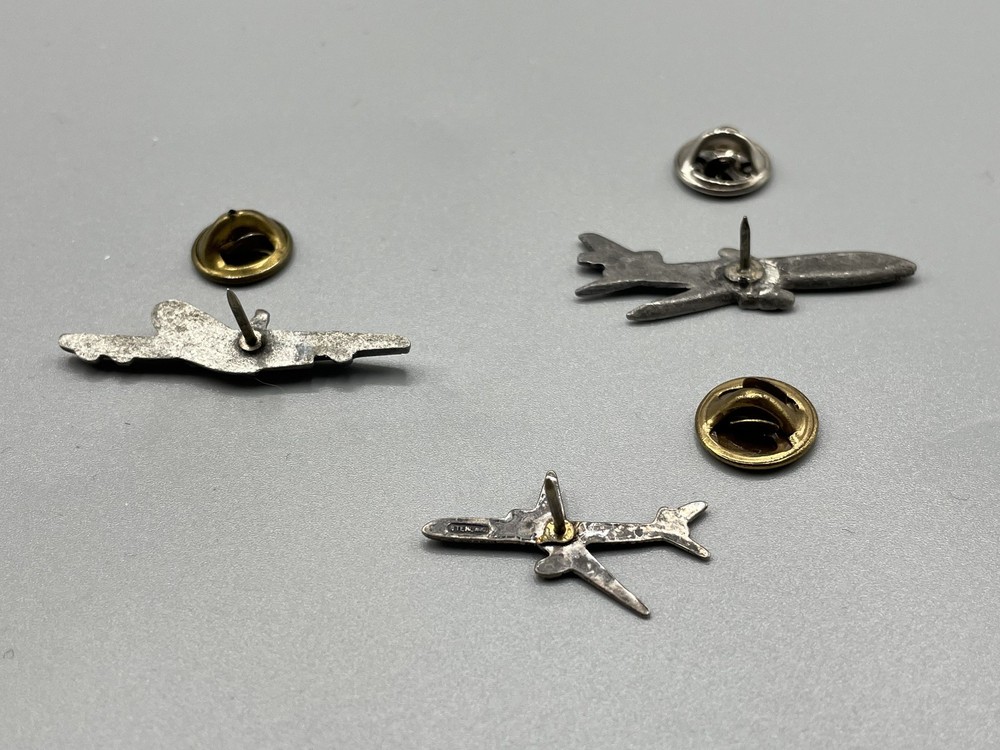 3 Vintage Airplane Lapel Pins