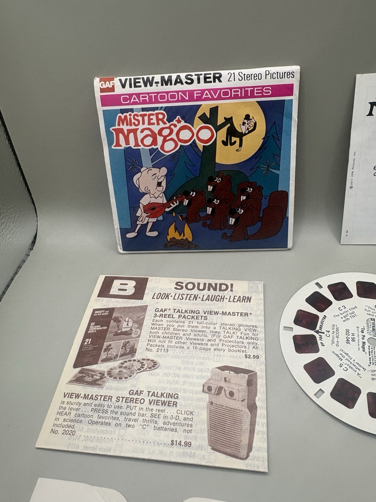 Rare GAF H56 Mister Magoo Mr. Cartoon Favorites View-Master 3 Reels Packet