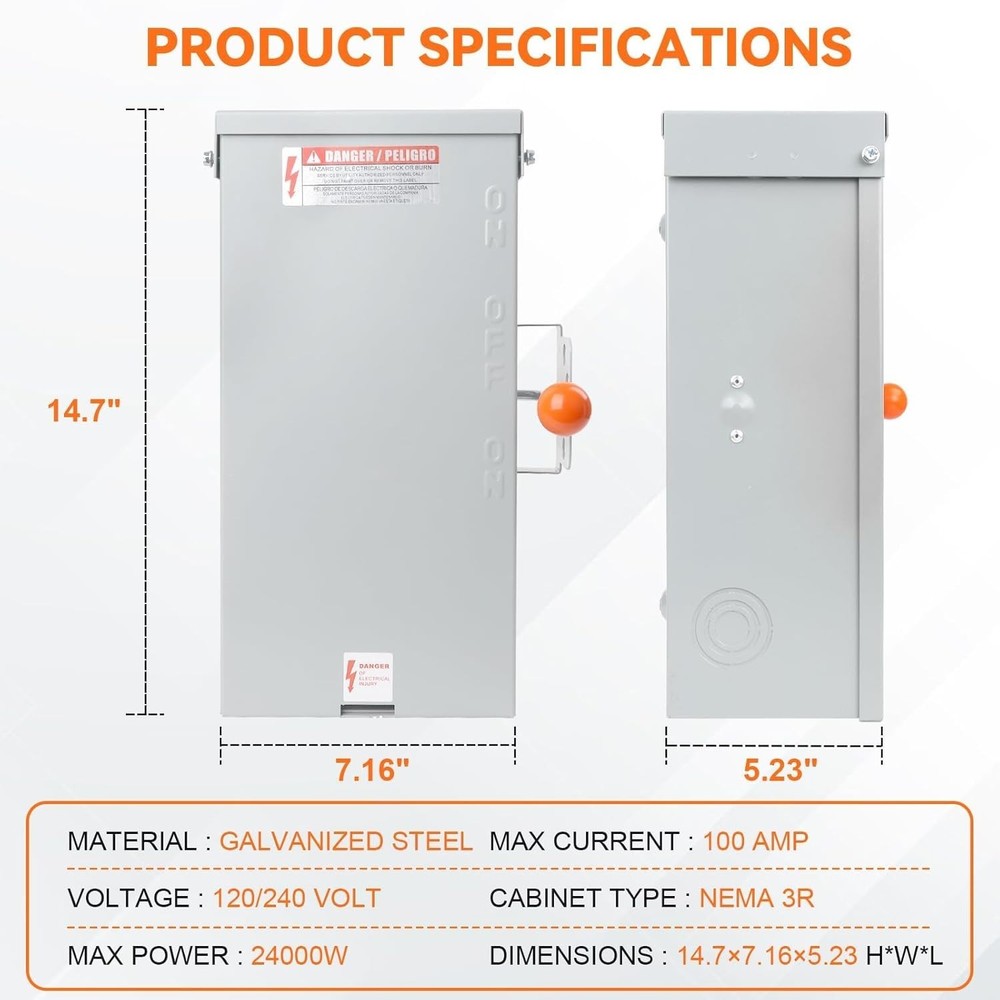 Generator Transfer Switch,24000W General-Duty Double-Throw Safety Switch,120/...