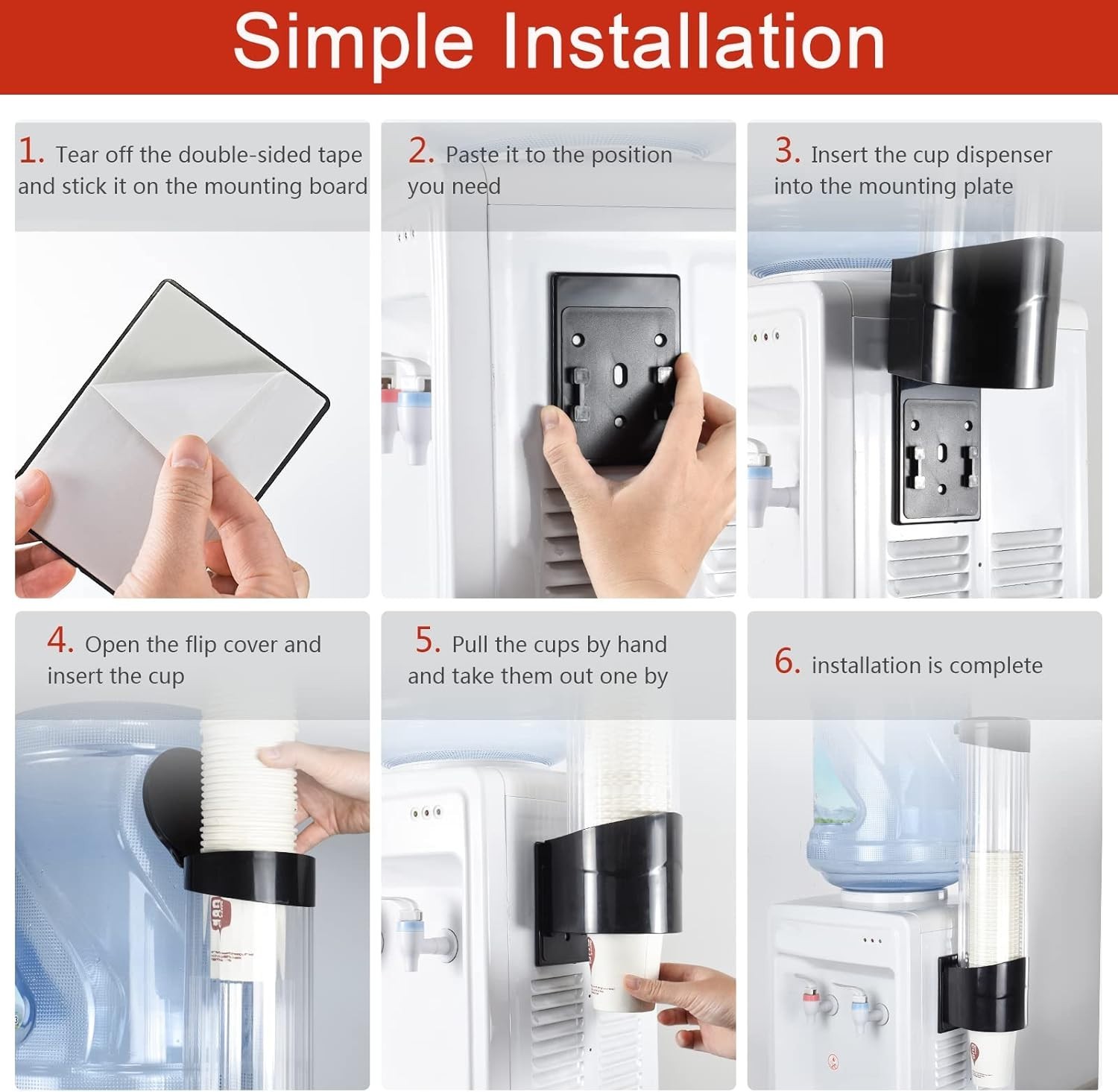 Pull Type Wall Mount Cup Dispenser Fits 7–12oz Cups Black Large