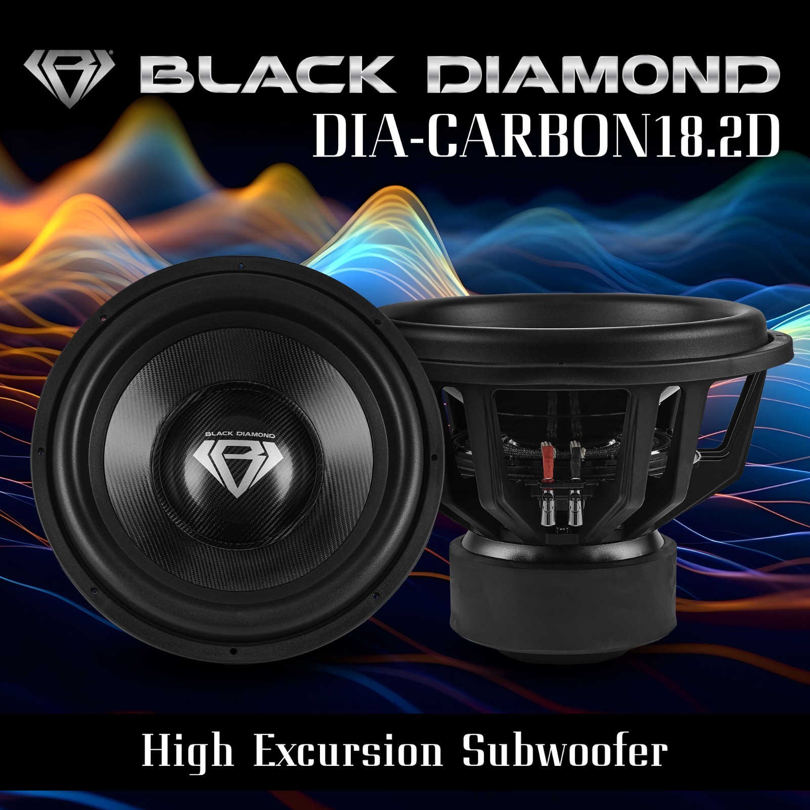 Black Diamond 18" High Excursion Subwoofer with Carbon Fiber Cone 3500W RMS