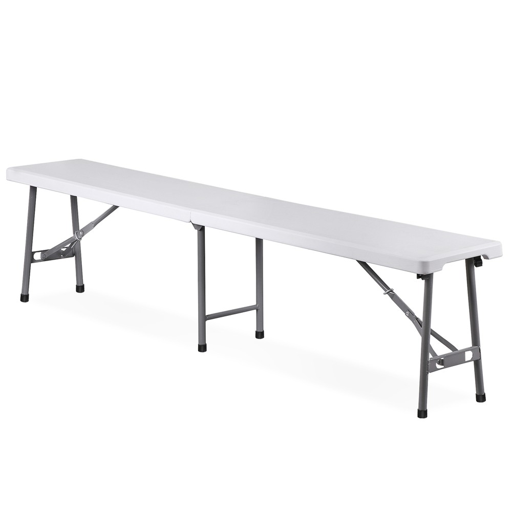 2X 6FT Plastic Foldtable Bench w/ Handles Outdoor Portable Stackable Bench Party