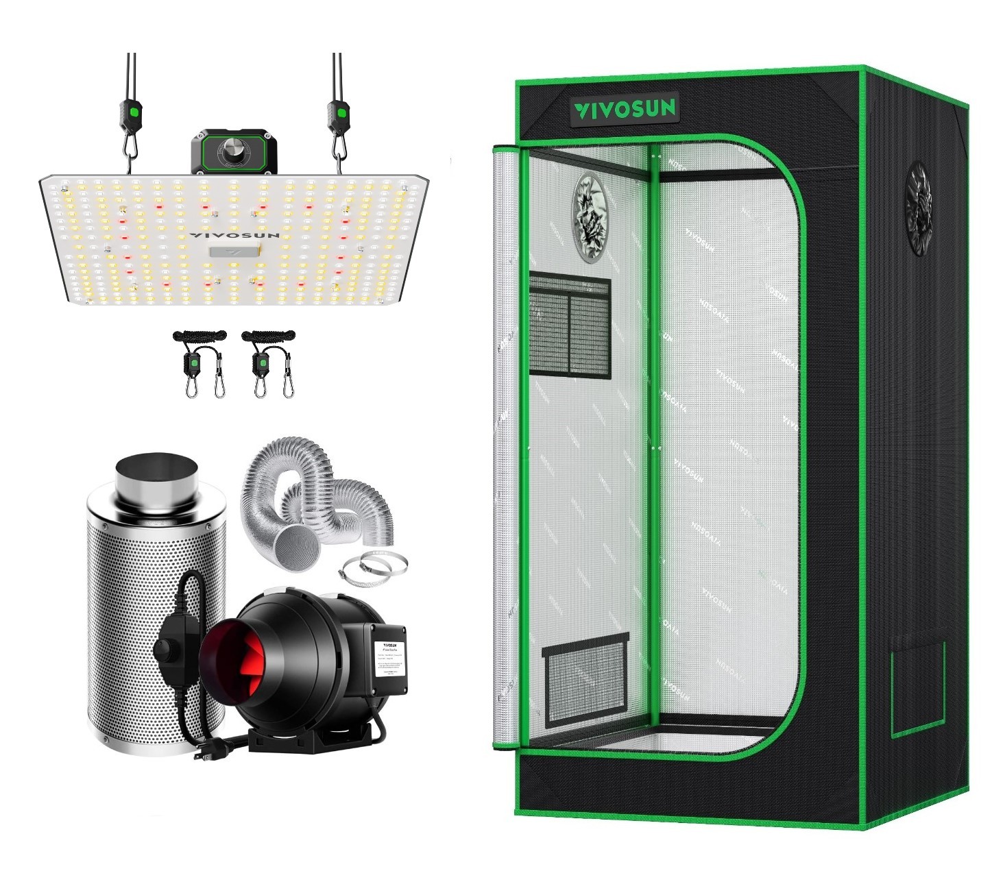 VIVOSUN 2X2ft Indoor Grow Tent & 100W Update LED Grow Light & 4" Inline Duct Fan
