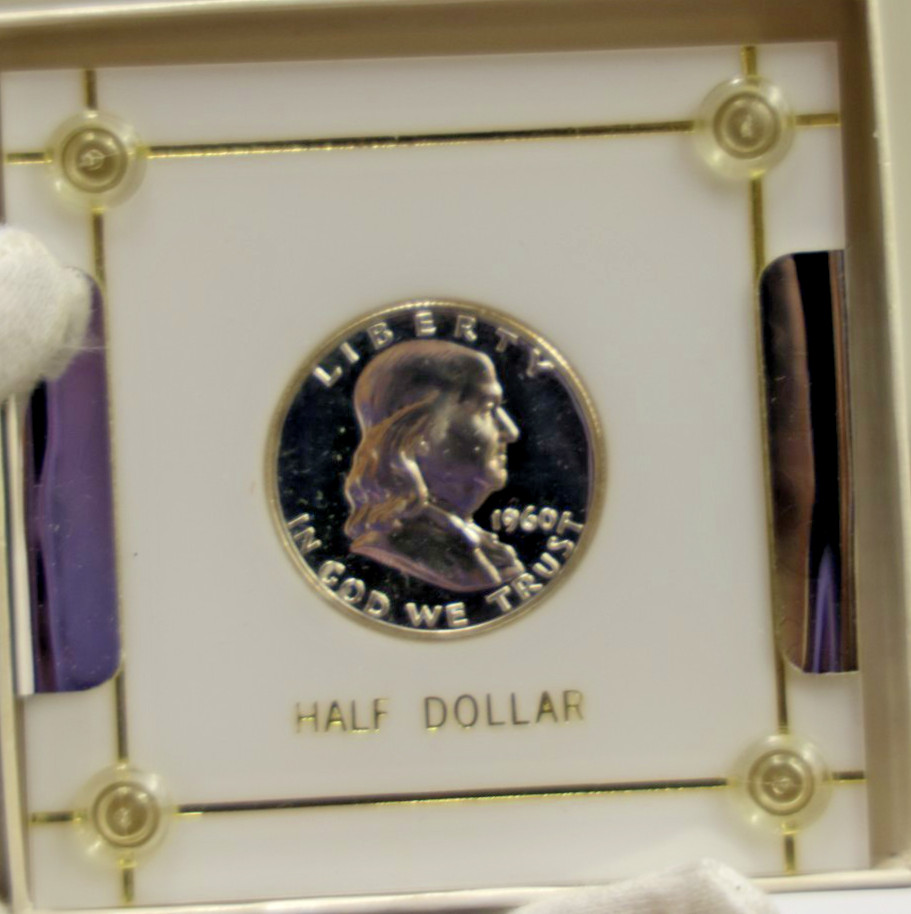 1960 US Proof Cameo Franklin Half 50c Gem