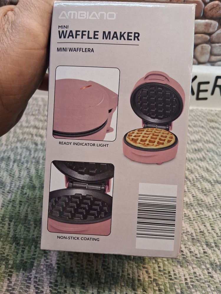 AMBIANO ALDI PINK MINI WAFFLE MAKER - NEW IN BOX