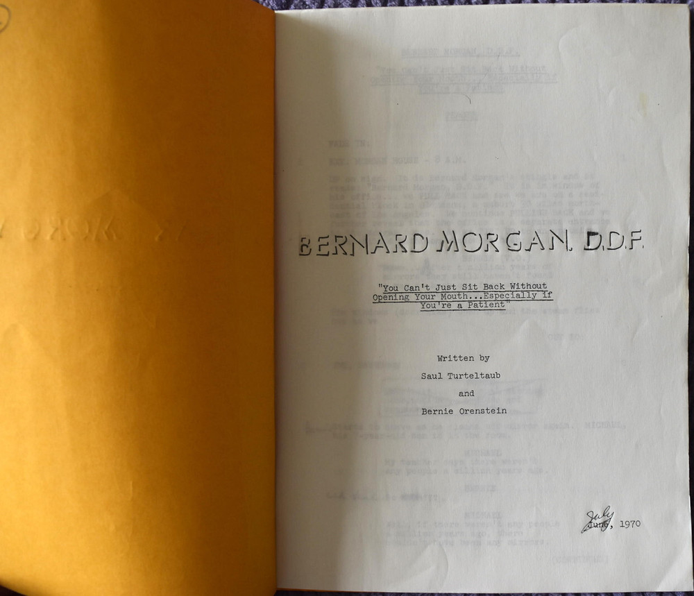 1970 " Bernard Morgan, D.D.F. " Original Screenplay Script