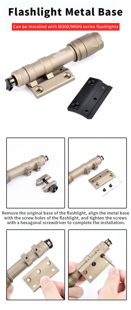 Scout Offset Mount Base For WADSN M300 M600 Light Tactical Flashlight Mount base