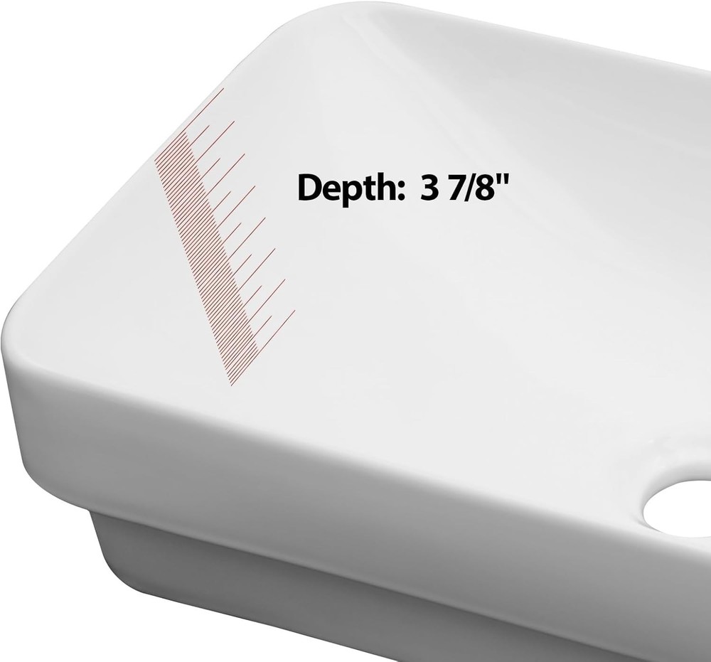 Sleek 19"x12" Rectangular Semi Recessed Sink - Stylish Bathroom Essential