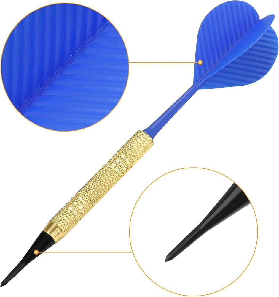 Soft Tip Darts Set, 16 Darts with 100 Black 2BA Replacement Tips
