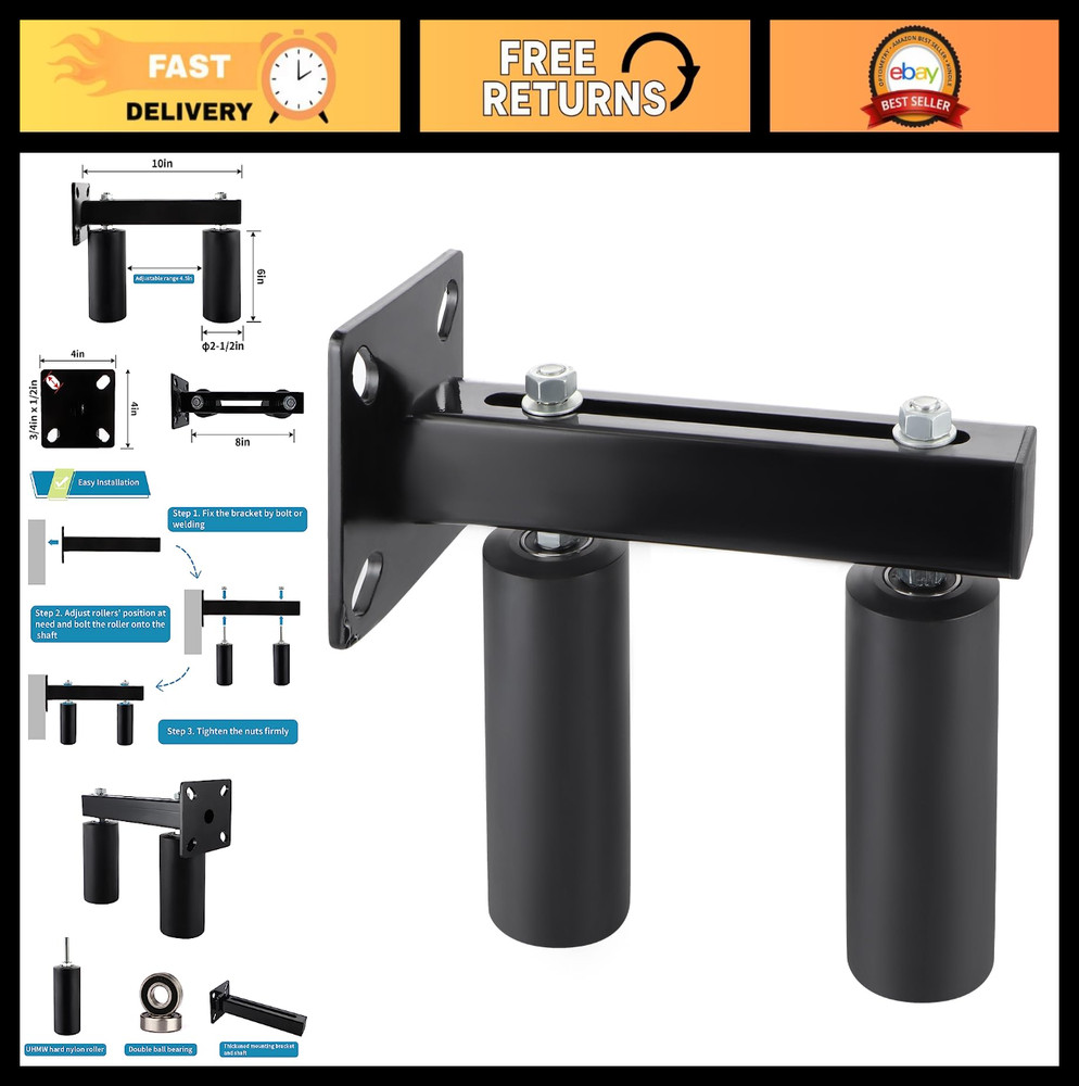 Adjustable 6" Nylon Slide Gate Guide Roller - Durable Support Assembly for Stabi