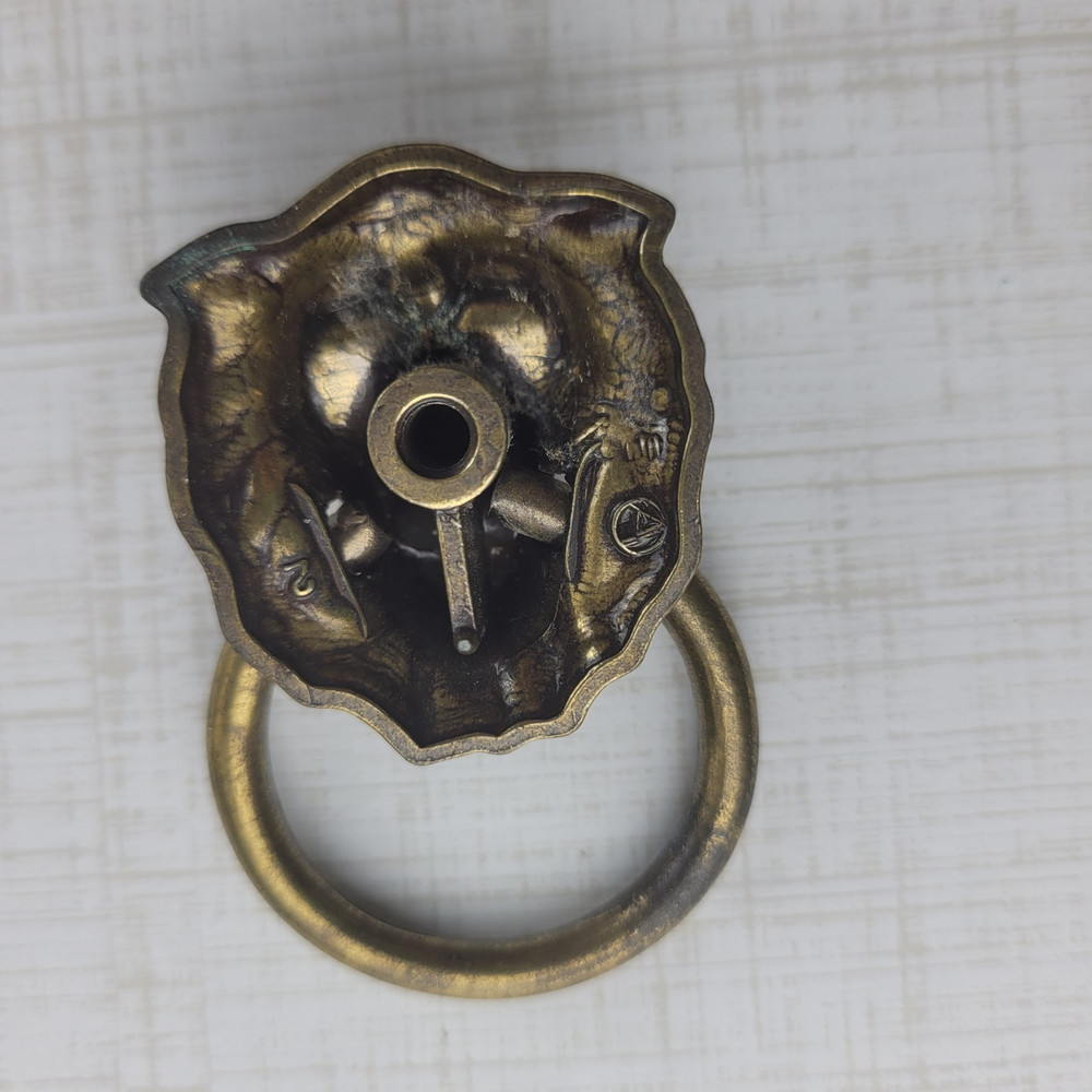 Vintage Small Lion Door Knocker Ring Drawer Pull