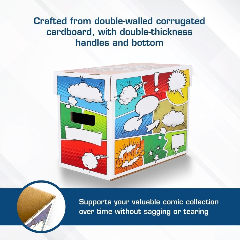 3 BCW Short Comic Storage Boxes with Pow Art