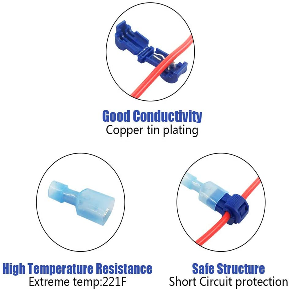240/60Pcs T-Taps Wire Terminal Connectors Insulated 22-10 AWG Quick Splice Kit