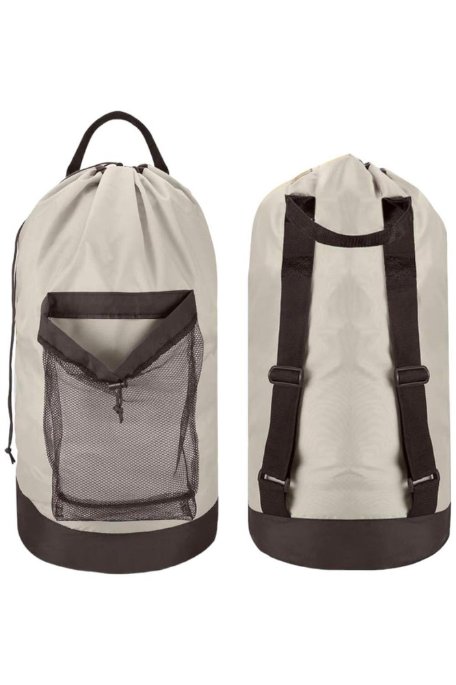 Dalykate Durable Nylon Laundry Bag Backpack with Mesh Pocket Blue