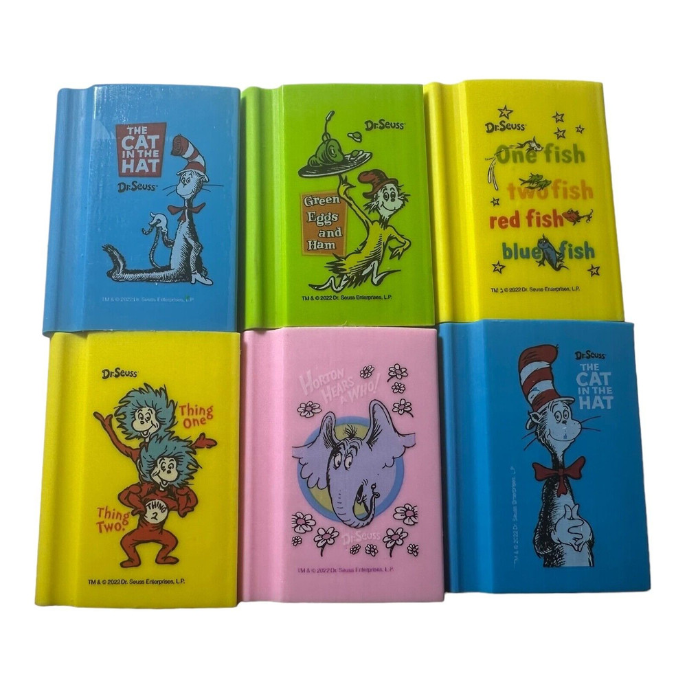 Dr. Seuss 6 Pack Mini Dr. Seuss Books Erasers