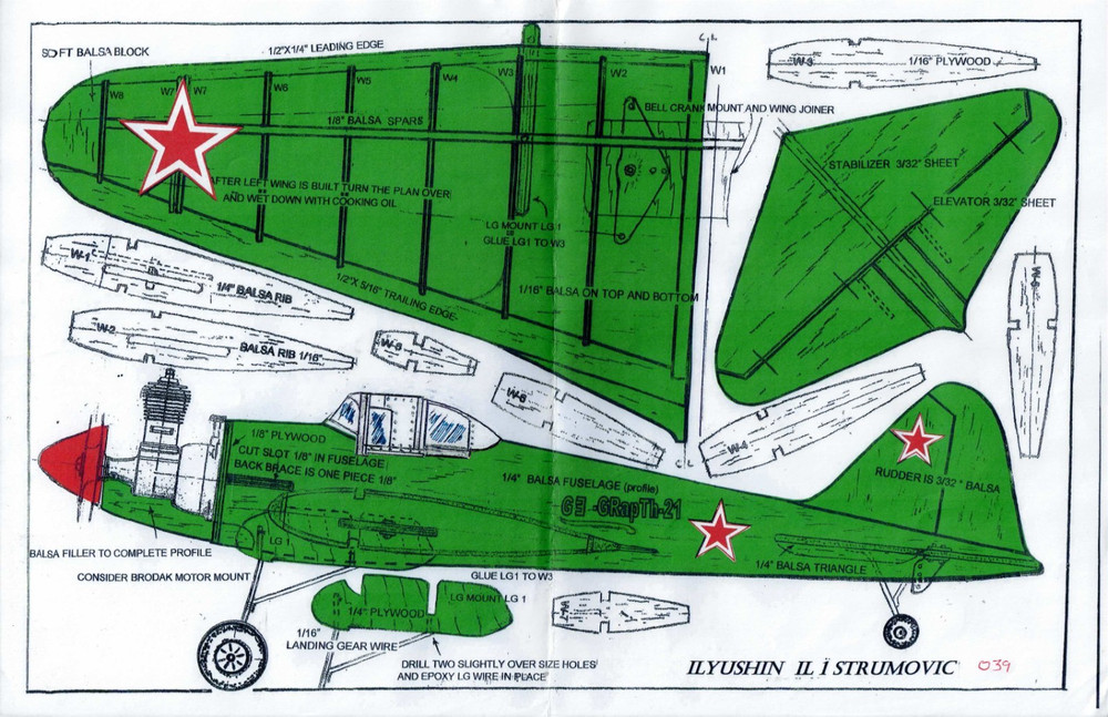1/2 A profile "Russian Strumovic IL-1 " U-Control plans