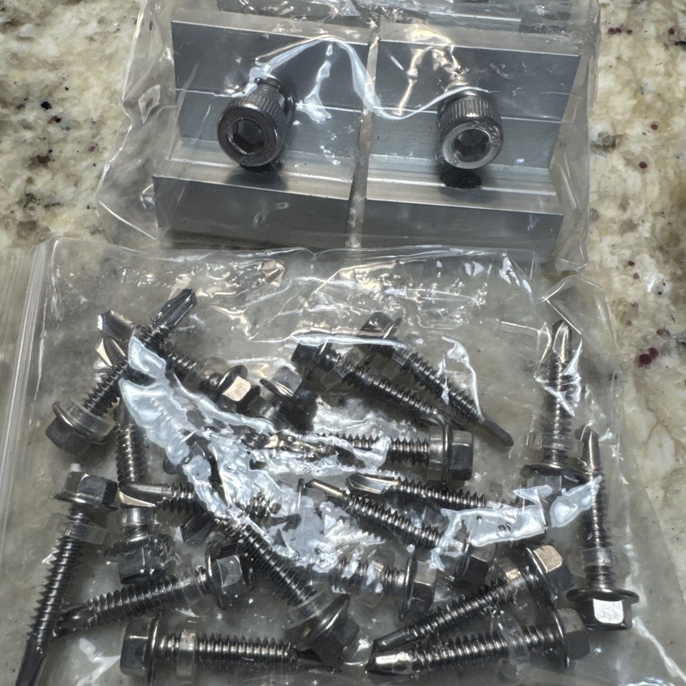 Solar Panel Mounting Fixing Kit Rail Brackets End/Mid Clamp Universal