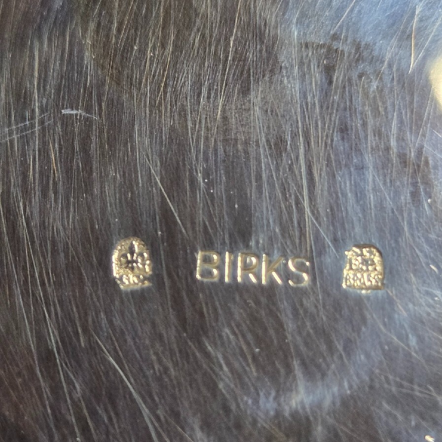 BIRKS Silver Plate Footed Serving Bowl with Plastic Insert includes original box