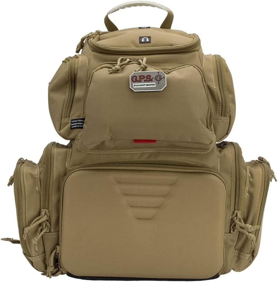 G.P.S. Handgunner Range Backpack W/ Foam Cradle For 4 Handguns Storage -Tan