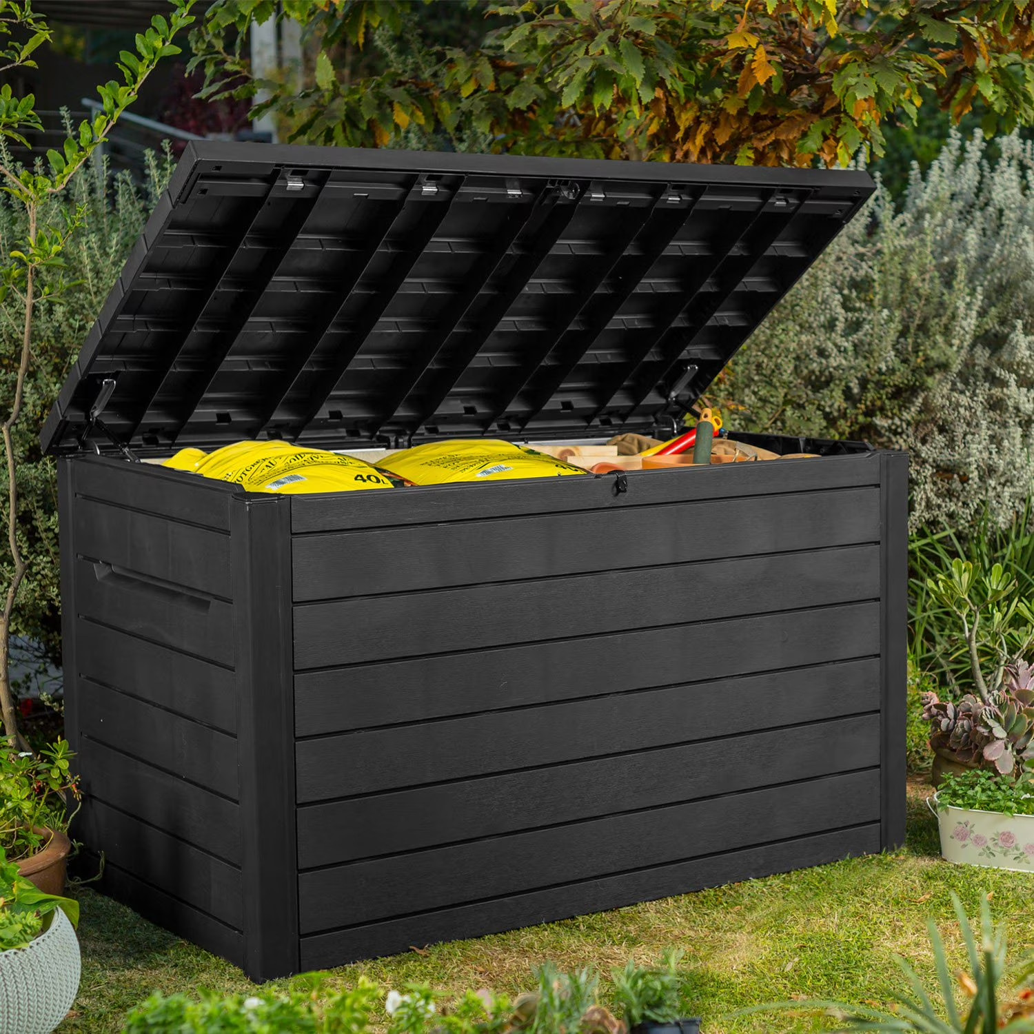 Keter Large 230 Gallon Outdoor Storage Deck Box Weatherproof Plastic-Graphite