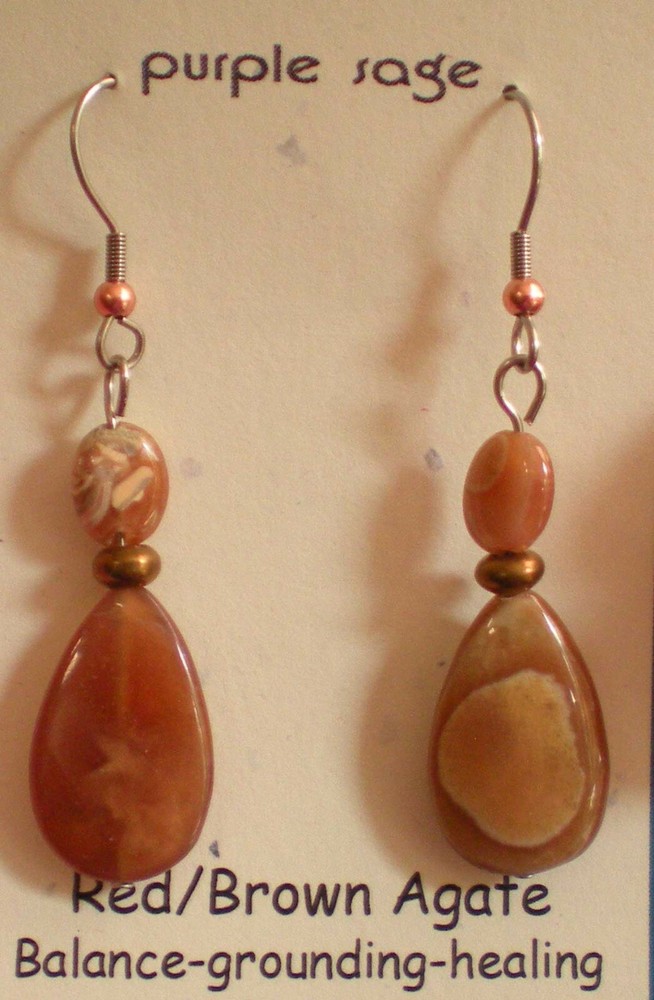Agate Drop Earrings - Balance, Grounding, Healing e127