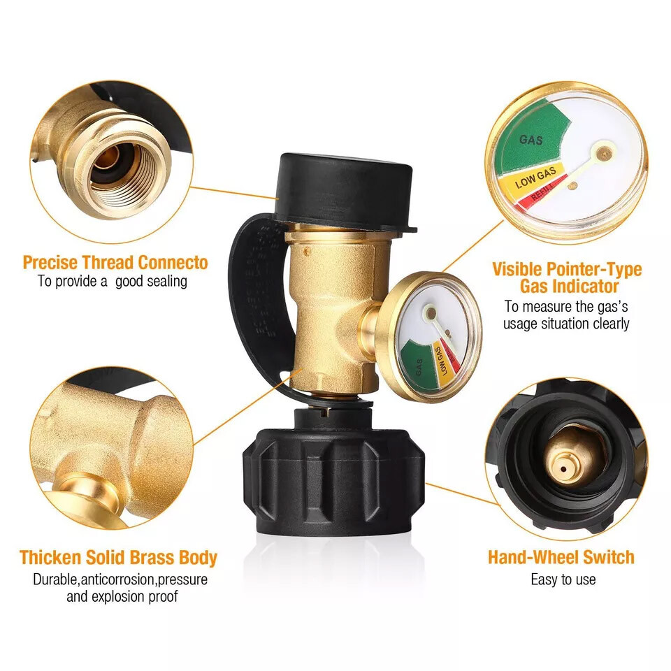 1Lb To 20Lb Tank Propane Refill Adapter Gauge USA