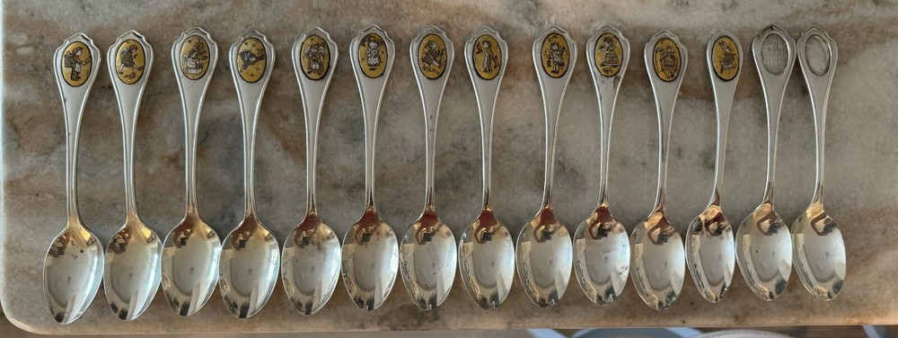 14 Berta Hummel Christmas Spoons by New England Silverplate, Hummel, Reed &
