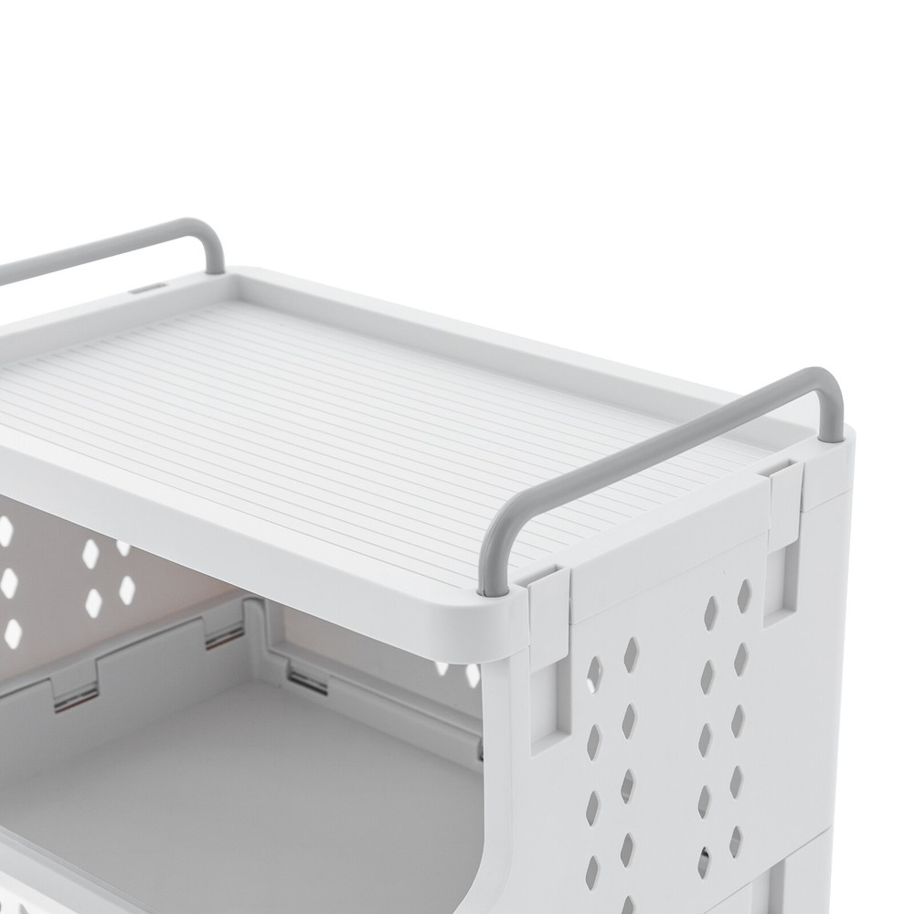 2-tier Movable Laundry Basket Laundry Hamper w/ Wheels Laundry Stackable Basket