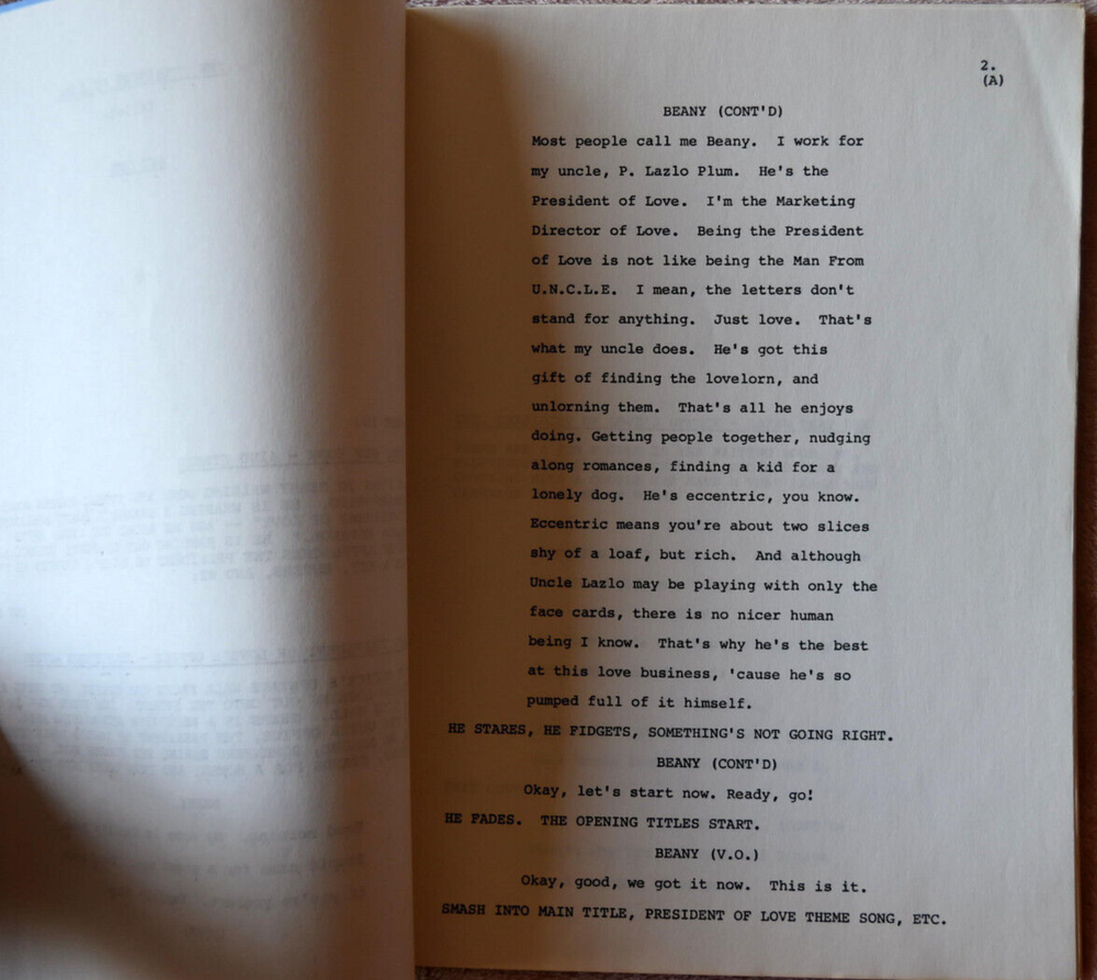 1983 The President of Love " Pilot " Original Second Draft Script