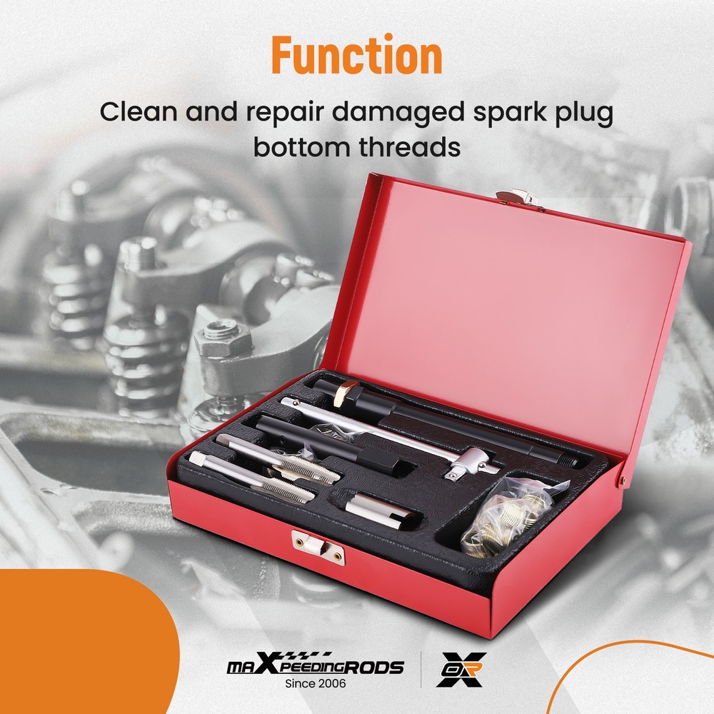26pc 14mm Spark Plug Thread Tool Set - Fix Stripped Holes in Engine Blocks