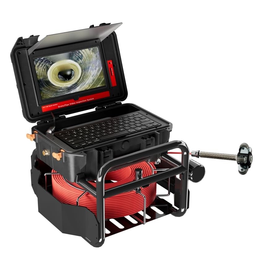 Sewer Camera Self Leveling 300Ft Drain Pipe Cameras 1080P HD 10.1'' Touchscreen