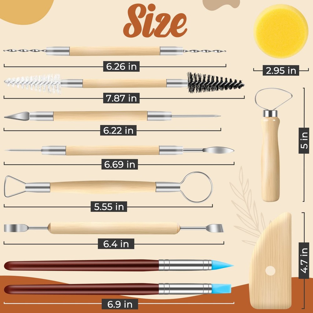 Jetmore 35-Pack Clay Pottery Sculpting Tools Kit - Polymer Modeling Art Set