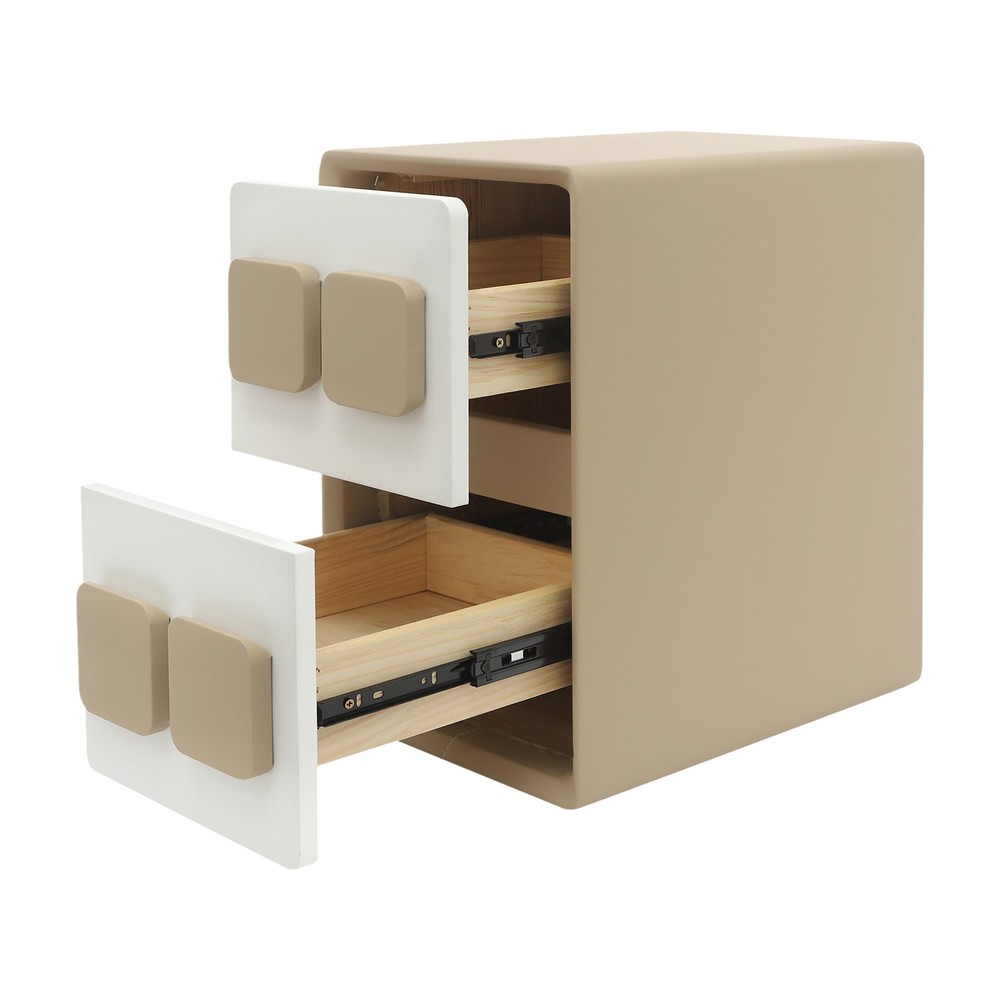 Modern Minimalist End Table, Bedside Table, Floorstanding End Table W/ 2 Drawers