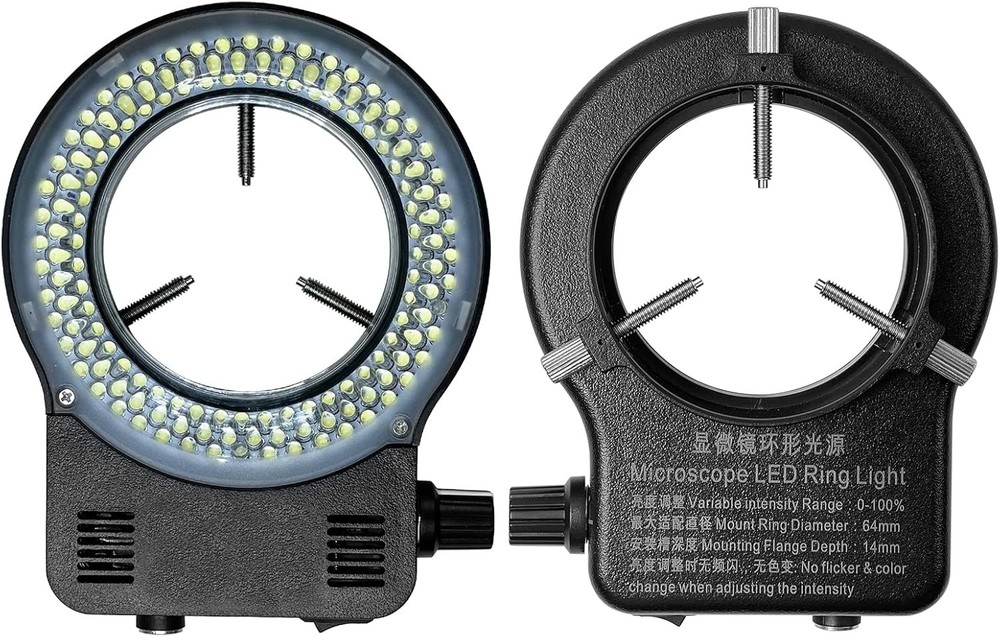 144 64 LED Ring Light Illuminator for Stereo Microscope, White Adjustable Ring L